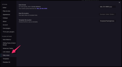 ObsidianでDaily notes(毎日の作業ノート)を自動で作る方法 4